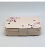 FD-359 IVORY Floral Printed Jewelry Box with Button Snap