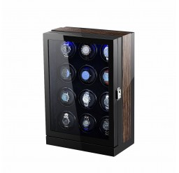 FD-869 12 Watch Winder with LCD Control and RGB LED Lights