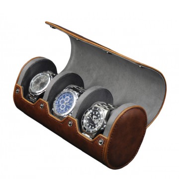 FD-153 3pc Watchcase Vintage Brown in Black Gift Box