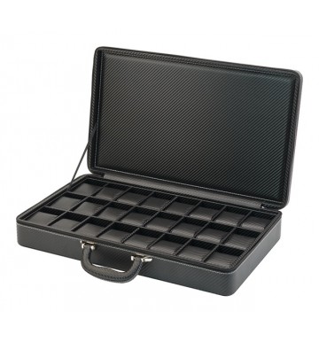 FD-156 24pc Watch Suitcase Carbon Fiber Design PU Leather