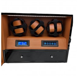 FD-842BBR LCD Control Watch Winder Cabinet 3-Motors for 6 Watches + Drawer