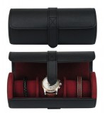FD-140 3PC BLACK BARREL WATCHCASE W/ DIVIDERS IN GIFT BOX