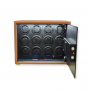 FD-878 BROWN 12 BIG WATCH WINDER VAULT W/ FINGERPRINT LOCK & BOLTS