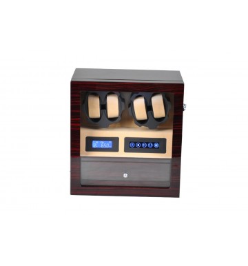FD-820EBB LCD Control Watch Winder Cabinet 2-Motors for 4 Watches + Drawer for 5 Watches