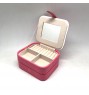 FD-355 PINK 2-Layer Compact Jewelry Box w/ Button Snap