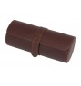 FD-141 3PC BROWN BARREL WATCHCASE W/ DIVIDERS IN GIFT BOX