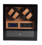 FD-820BBR LCD Control Watch Winder Cabinet 2-Motors for 4 Watches + Drawer for 5 Watches