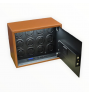 FD-878 BROWN 12 BIG WATCH WINDER VAULT W/ FINGERPRINT LOCK & BOLTS