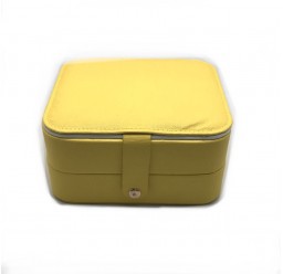 FD-355 YELLOW 2-Layer Compact Jewelry Box w/ Button Snap