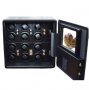 FD-826 BLACK 12pc Watch Winder Safety Vault with Bullet-proof Window and Fingerprint Lock