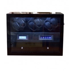 FD-842B LCD Control Watch Winder Cabinet 3-Motors for 6 Watches + Drawer
