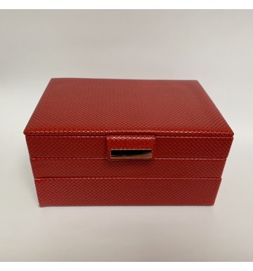FD-328 RED 3-Layer Stacking Jewelry Box Weave Design