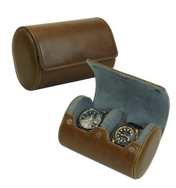 FD-165 2pc Watchcase Vintage Brown in Black Gift Box