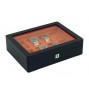 FD-172 8-Slot Lacquer Matte Black Watchbox w/ Orange Interior