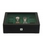 FD-173 8-Slot Lacquer Matte Black Watchbox w/ Green Interior