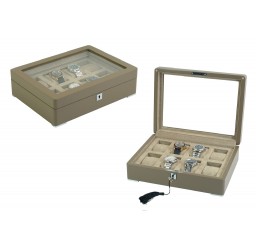 FD-174 8-Slot Lacquer Matte Tan Watchbox w/ Tan Interior