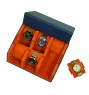 FD-171 6-Slot XXL Watchcase Blue PU Leather with Orange Interior