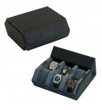 FD-170 6-Slot XXL Watchcase Black PU Leather with Gray Interior