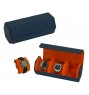 FD-169 3-Slot XXL Watchcase Blue PU Leather with Orange Interior