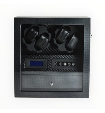 FD-820BCF LCD Control Watch Winder Cabinet Style 2-Motors for 4 Watches + Drawer for 5 Watches
